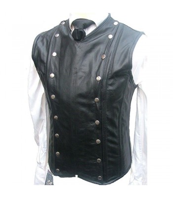 Men's Real Leather Steel Boned STEAMPUNK Waistcoat Military Vest Corset GOTH Victorian 